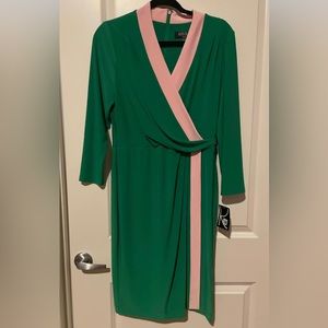 Kasper Dress pink and green